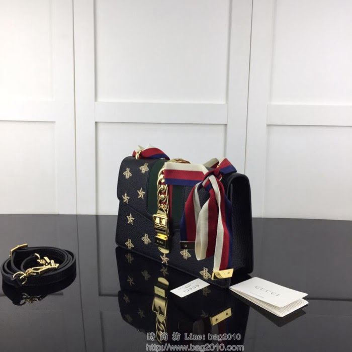 GUCCI古馳 新款 專櫃品質 原單 524405全皮蜜蜂印金 克色 單肩 斜挎包HY1339